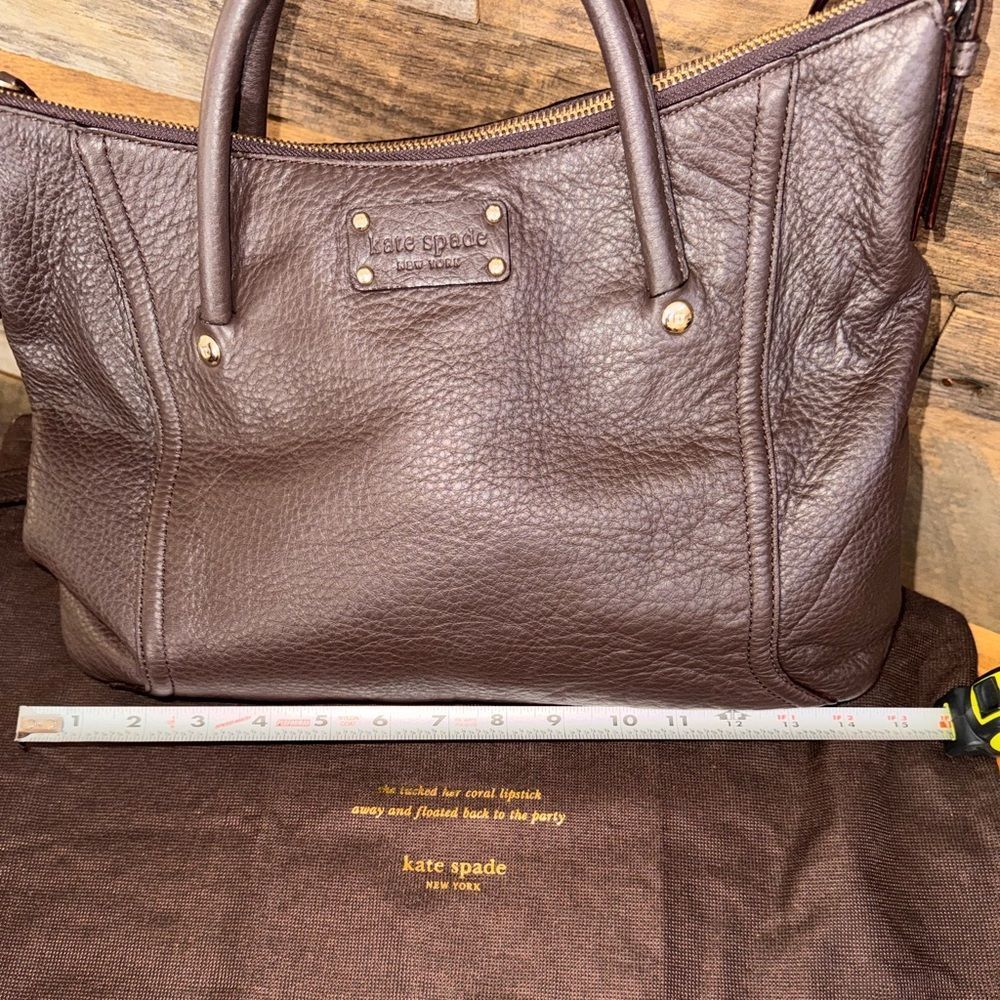 Kate Spade New York Brown Pebbled Leather Berkshire Satchel Bag With Dust Cover - Picture 11 of 12